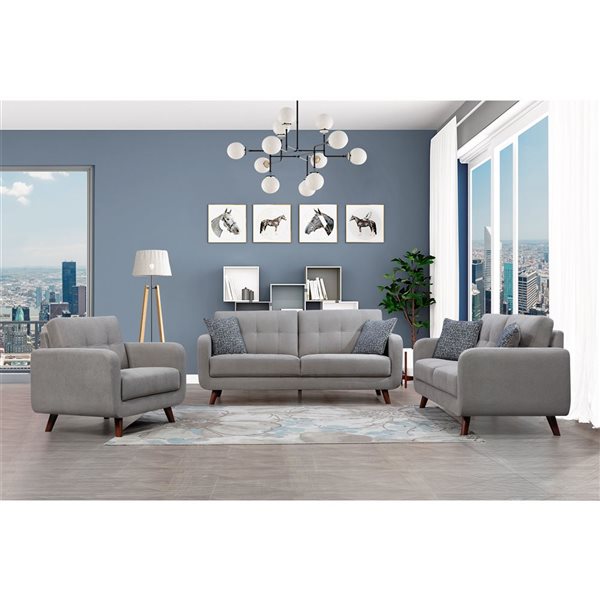 HomeTrend Noma Midcentury Cement Grey Polyester Blend Sofa