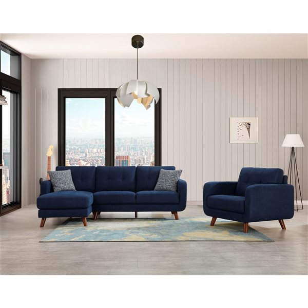 HomeTrend Noma Midcentury Lapis Blue Polyester Blend Sectional