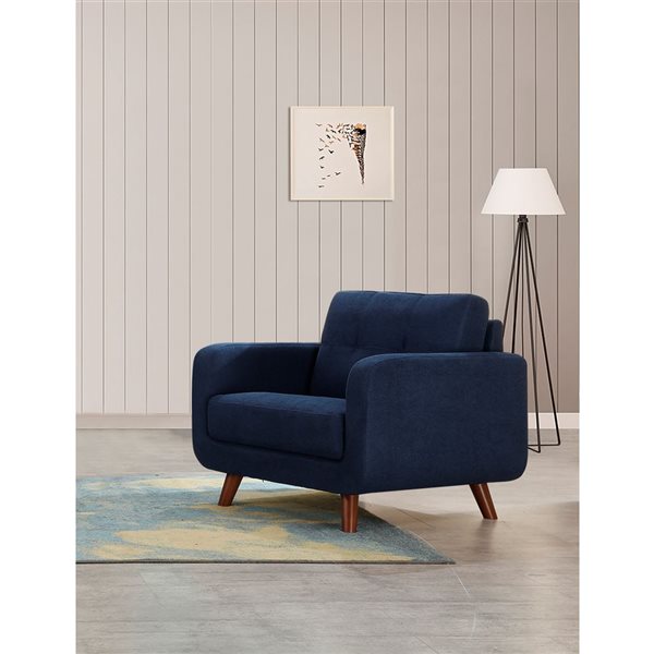 Fauteuil club milieu de siècle Noma en polyester bleu HomeTrend