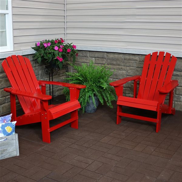 Sunnydaze Decor Red Wood Stationary Adirondack Chair with Red Slat Seat