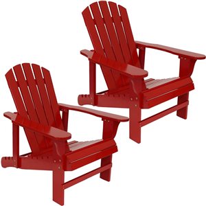 Sunnydaze Decor Red Wood Stationary Adirondack Chair with Red Slat Seat