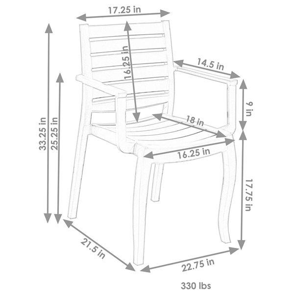 Sunnydaze Decor Set of 4 Grey Stackable Plastic Stationary Dining Chair with Grey Slat Seat