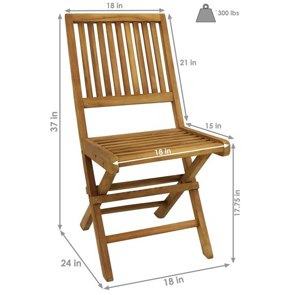 Sunnydaze Decor Brown Wood Stationary Dining Chair with Brown Slat Seat - Set of 2