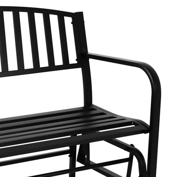 Sunnydaze Decor Black Metal Rocker Rocking Chair with Black Slat Seat