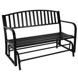 Sunnydaze Decor Black Metal Rocker Rocking Chair with Black Slat Seat