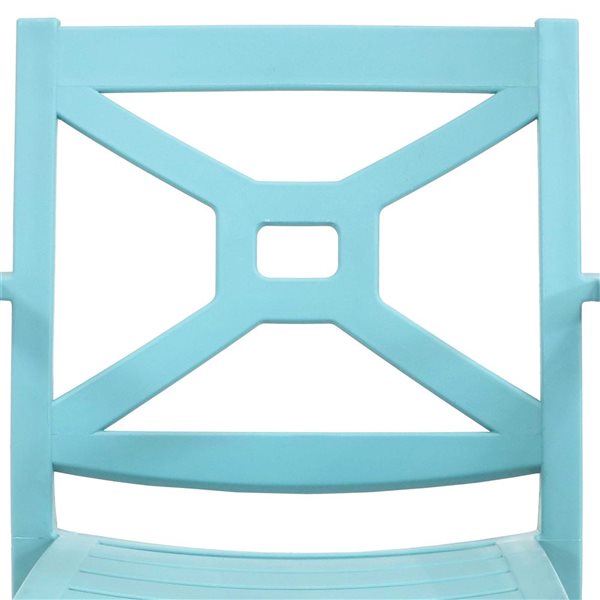 Sunnydaze Decor Set of 4 Blue Stackable Plastic Stationary Dining Chair with Blue Solid Seat