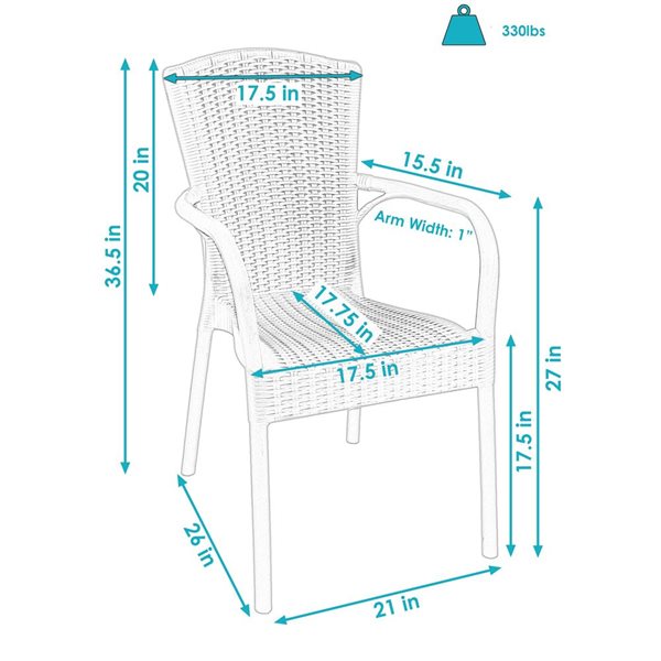 Sunnydaze Decor Wenge Stackable Plastic Stationary Dining Chair with Brown Solid Seat - Set of 2