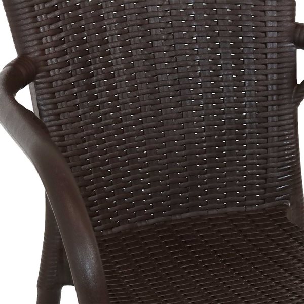 Sunnydaze Decor Wenge Stackable Plastic Stationary Dining Chair with Brown Solid Seat - Set of 2