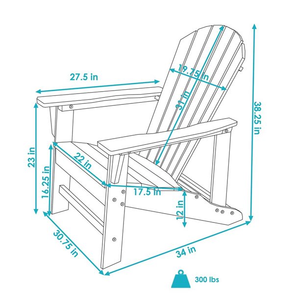 Sunnydaze Decor Red Plastic Adirondack Chair with Red Slat Seat