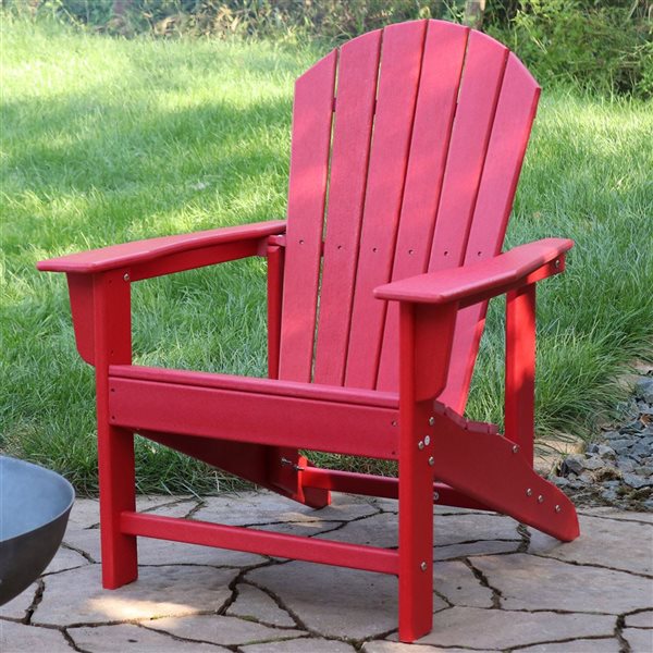 Sunnydaze Decor Red Plastic Adirondack Chair with Red Slat Seat FAP668 RONA