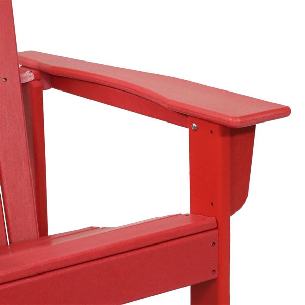 Sunnydaze Decor Red Plastic Adirondack Chair with Red Slat Seat