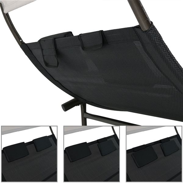 Sunnydaze Decor Black Metal Rocker Chaise Lounge Chair with Black Mesh Seat