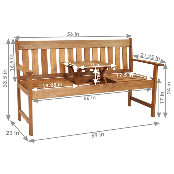 Sunnydaze Decor Brown Wood Stationary Conversation Chair with Brown Slat Seat