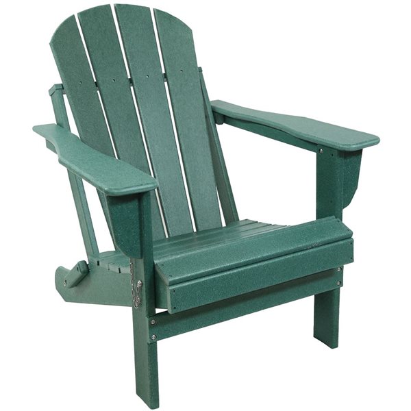 Sunnydaze Decor Green Plastic Stationary Adirondack Chair with Green Slat Seat