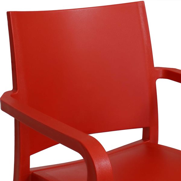 Sunnydaze Decor Red Stackable Plastic Stationary Dining Chair with Red Solid Seat - Set of 2