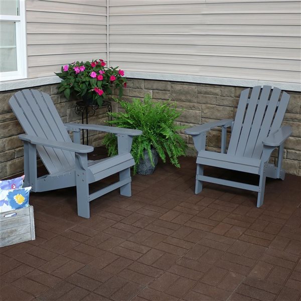 Sunnydaze Decor Grey Wood Stationary Adirondack Chair with Grey Slat Seat