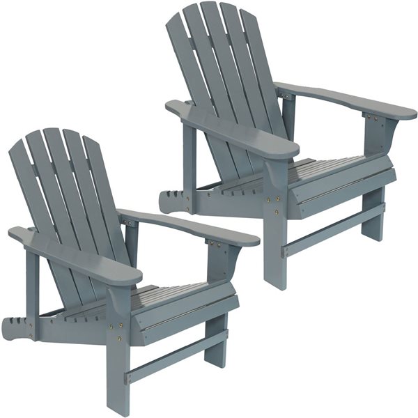 Sunnydaze Decor Grey Wood Stationary Adirondack Chair with Grey Slat Seat