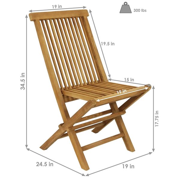 Sunnydaze Decor Brown Wood Conversation Chair with Brown Slat Seat - Set of 2