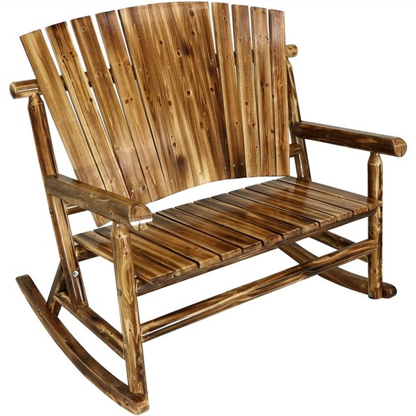 Sunnydaze Decor Brown Wood Rocker Rocking Chair With Brown Slat Seat   332014005 MainImage 001 L 