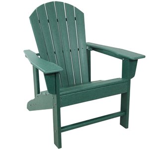 Sunnydaze Decor Green Plastic Adirondack Chair with Green Slat Seat