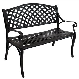 Sunnydaze Decor Black Metal Stationary Conversation Chair with Black  Seat