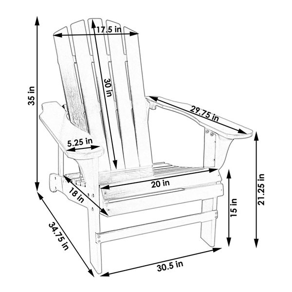 Sunnydaze Decor White Wood Stationary Adirondack Chair with White Slat Seat - Set of 2