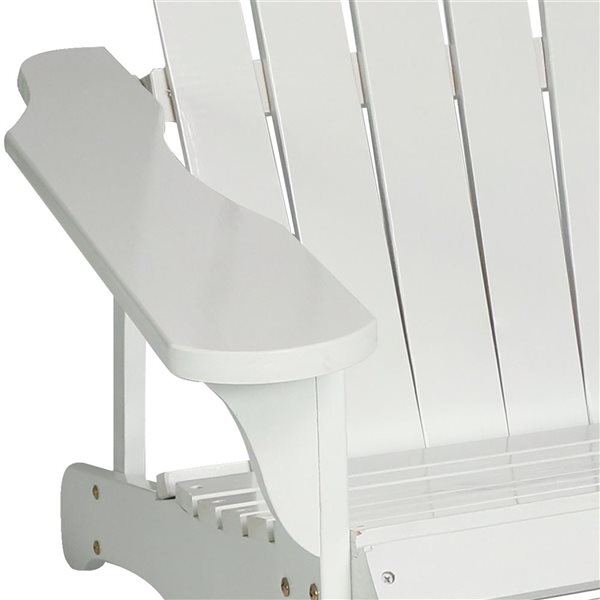 Sunnydaze Decor White Wood Stationary Adirondack Chair with White Slat Seat - Set of 2