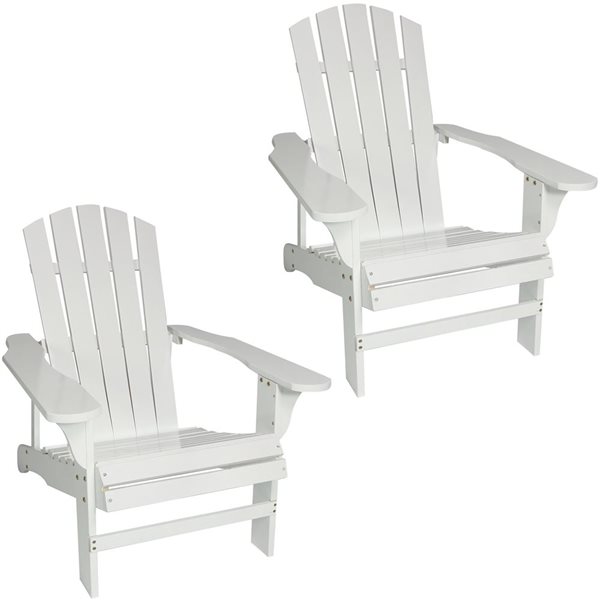 Sunnydaze Decor White Wood Stationary Adirondack Chair With White Slat   332014012 MainImage 001 L 