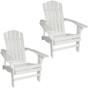 Sunnydaze Decor White Wood Stationary Adirondack Chair with White Slat Seat - Set of 2