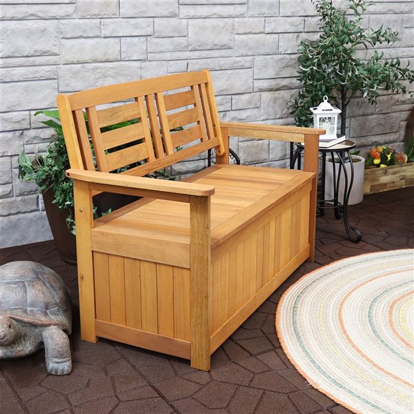 Sunnydaze Decor Brown Wood Conversation Chair with Brown Slat Seat