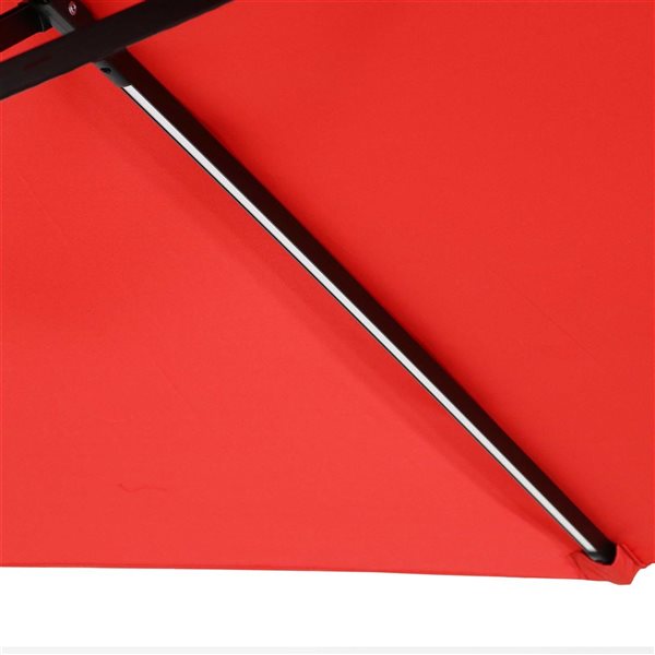 Sunnydaze Offset Patio Umbrella with Solar LED Lights Cherry 9-ft