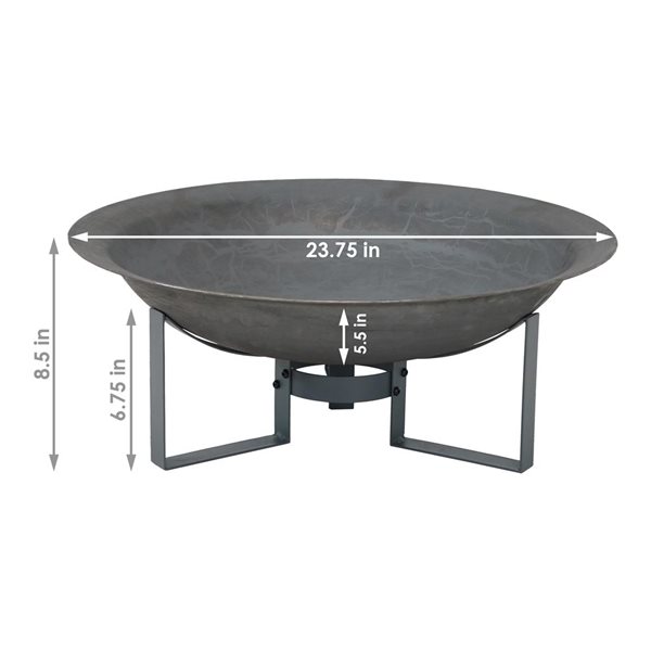 Sunnydaze Modern Rustic Cast Iron Fire Pit Bowl with Stand 24-in