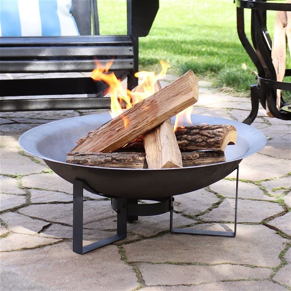 Sunnydaze Modern Rustic Cast Iron Fire Pit Bowl with Stand 24-in