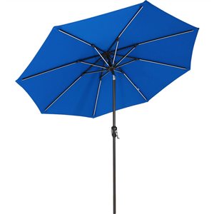 Sunnydaze Solar LED Patio Umbrella Sunbrella Pacific Blue 9-ft