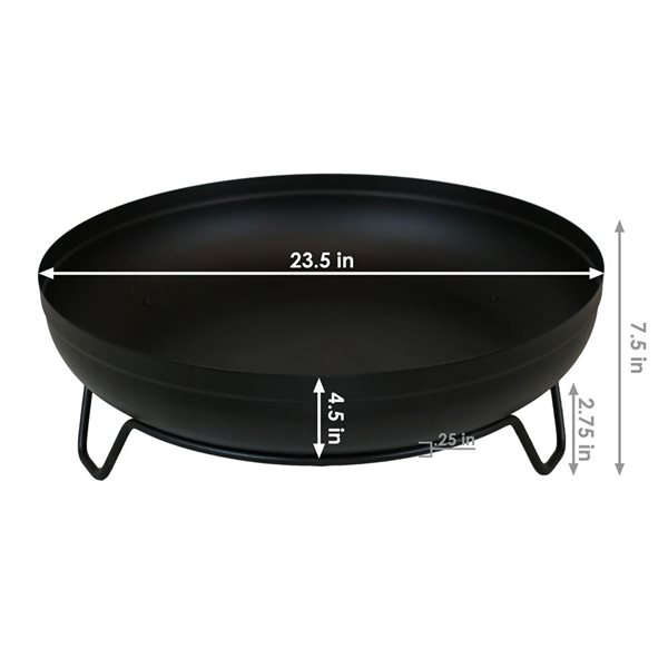 Sunnydaze Black Wood-Burning Fire Pit Bowl with Stand 23-in