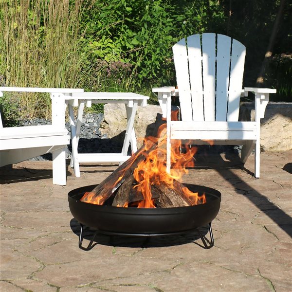 Sunnydaze Black Wood-Burning Fire Pit Bowl with Stand 23-in