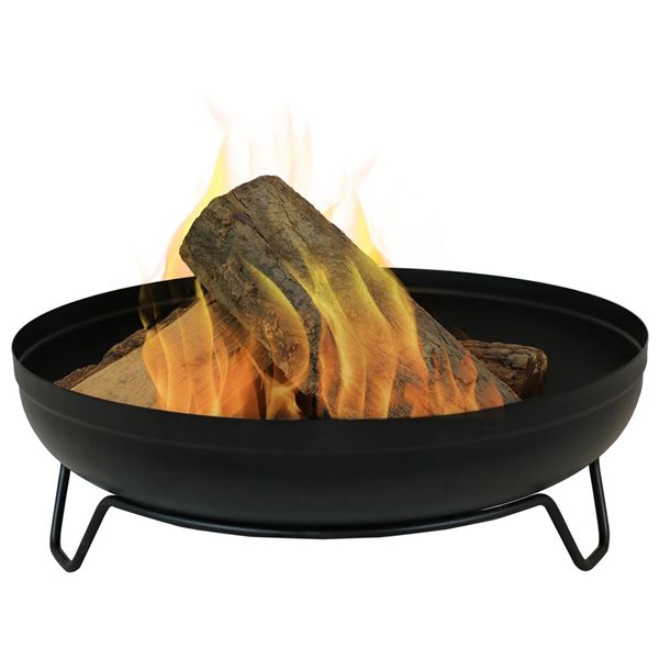 Sunnydaze Black Wood-Burning Fire Pit Bowl with Stand 23-in