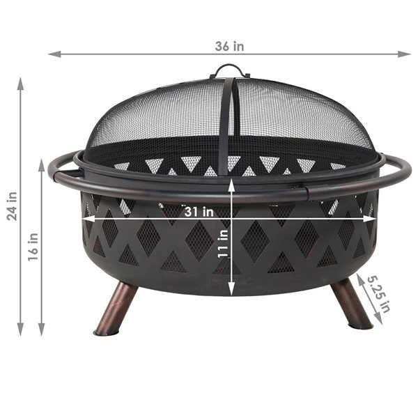 Sunnydaze Black Crossweave Wood Burning Fire Pit 36-in