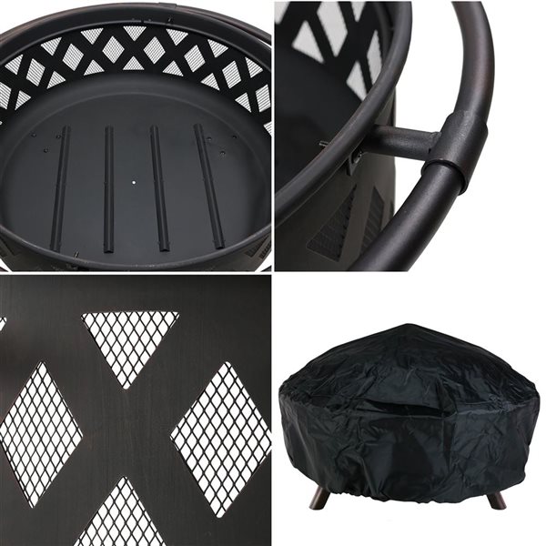 Sunnydaze Black Crossweave Wood Burning Fire Pit 36-in