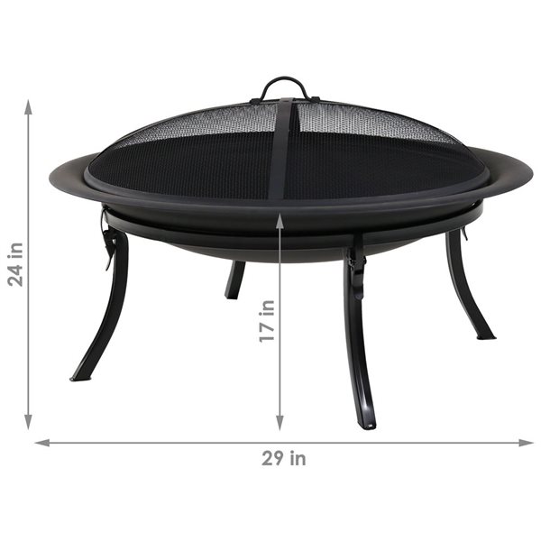 Sunnydaze Folding Fire Pit with Carrying Case & Spark Screen 29-in