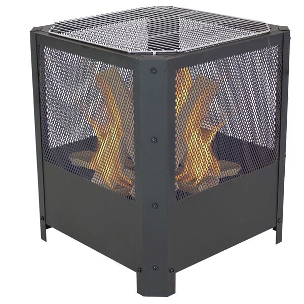 Sunnydaze Grelha Square Fire Pit with Grilling Grate 16-in