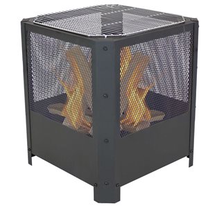 Sunnydaze Grelha Square Fire Pit with Grilling Grate 16-in