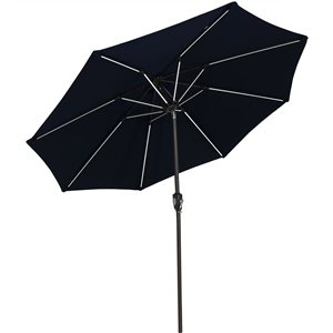 Sunnydaze Solar LED Patio Umbrella Sunbrella Navy Blue 9-ft