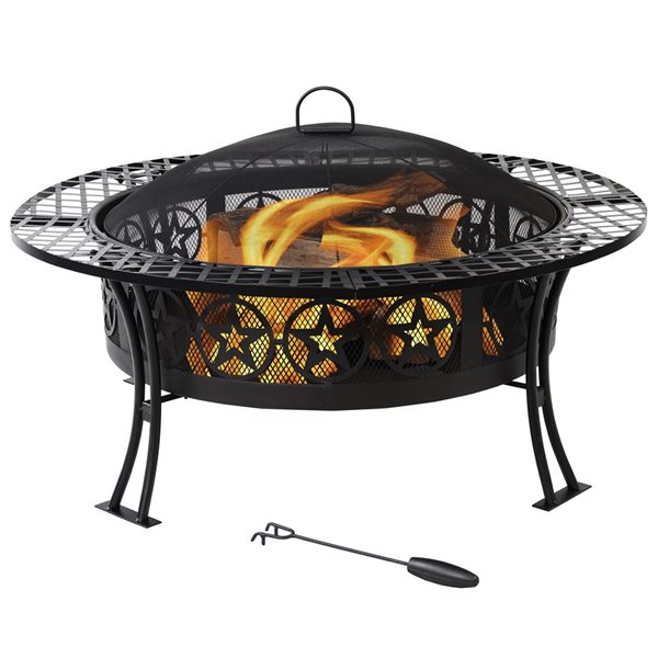 Sunnydaze Four Star Large Fire Pit Table with Spark Screen 40-in