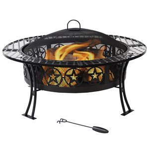 Sunnydaze Four Star Large Fire Pit Table with Spark Screen 40-in