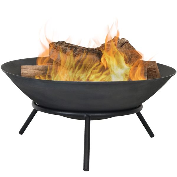 Sunnydaze Raised Bowl Cast Iron Fire Pit Bowl with Steel Finish 22-in