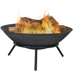 Sunnydaze Raised Bowl Cast Iron Fire Pit Bowl with Steel Finish 22-in