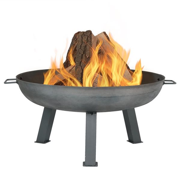 Sunnydaze Steel Colored Cast Iron Wood Burning Fire Pit 30-in