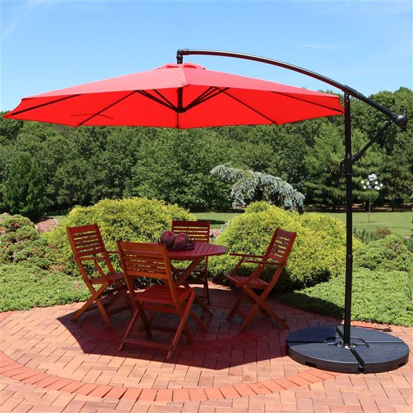 Sunnydaze Offset Outdoor Patio Umbrella with Crank Cherry 9-ft