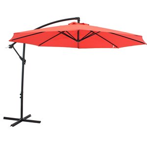 Sunnydaze Offset Outdoor Patio Umbrella with Crank Cherry 9-ft